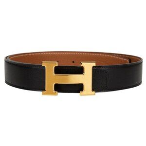 Hermès Reversible Black/Brown Constance H Belt #85 Brushed Gold Buckle